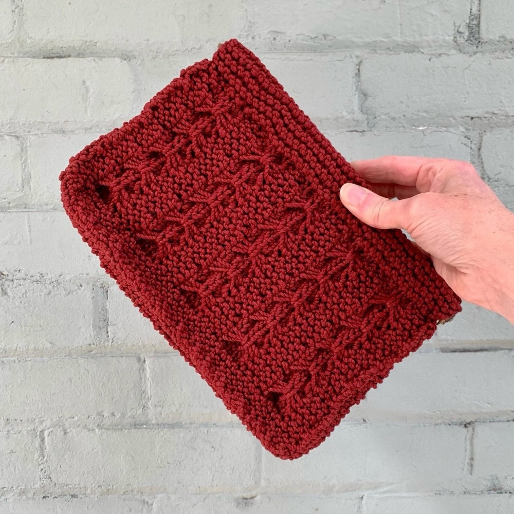 Vintage Burgundy Red Crochet Knit Clutch